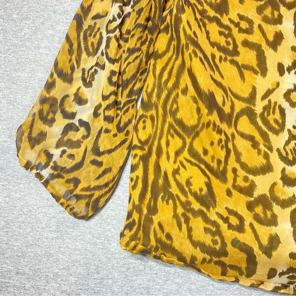 Avenue Blouse Womens 18/20 (2X) Leopard Print Long Sleeve Semi Sheer Silk Career - Picture 9 of 16